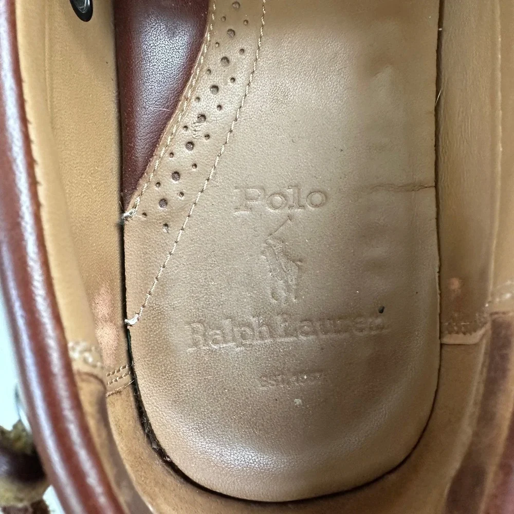 Polo Ralph Lauren Merton Boat Shoes Mens 10.5D Brown Leather Moc Toe Loafers